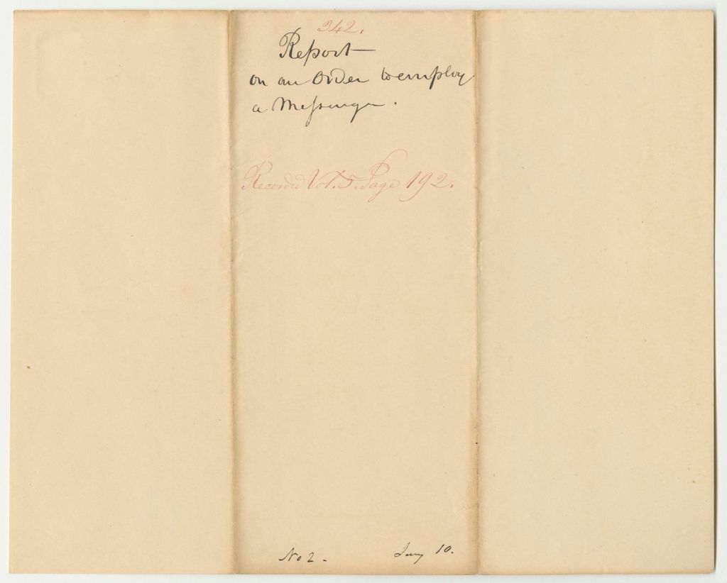Miniature of Report 342: Report Employing Thomas White of Montville, as Messenger for the Council