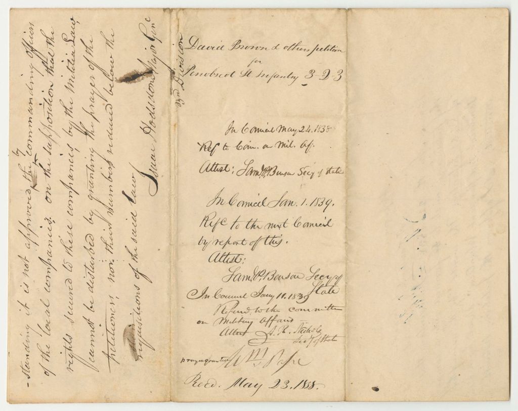 Miniature of Petition of David Brown and Others for a Company of Light Infantry