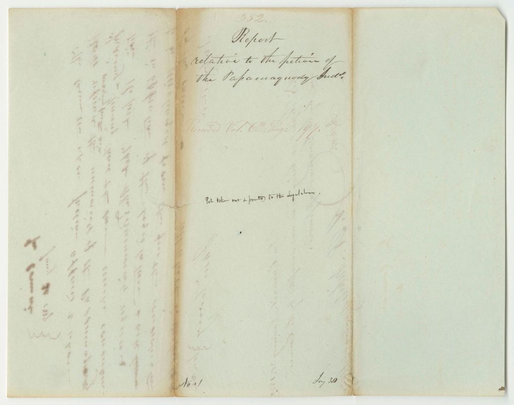 Miniature of Report 352: Report Relative to the Petition of the Passamaquoddy Indians, Refering it to the Legislature