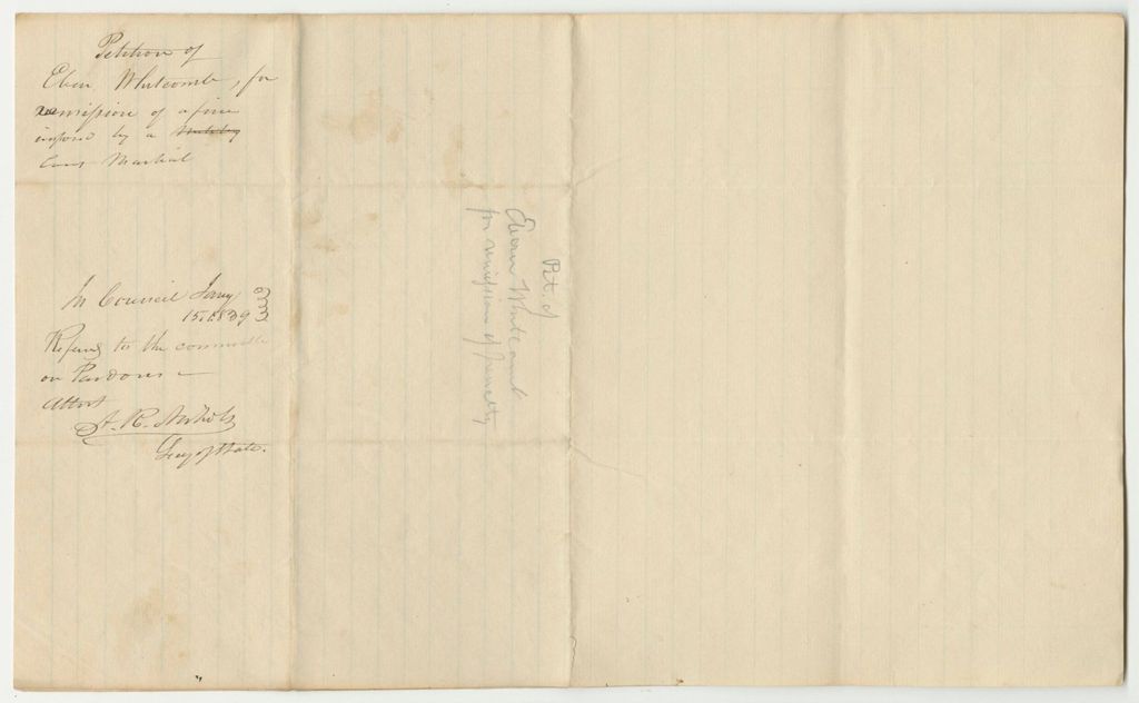 Miniature of Petition of Eleazer Whitcomb for a Remission of a Fine
