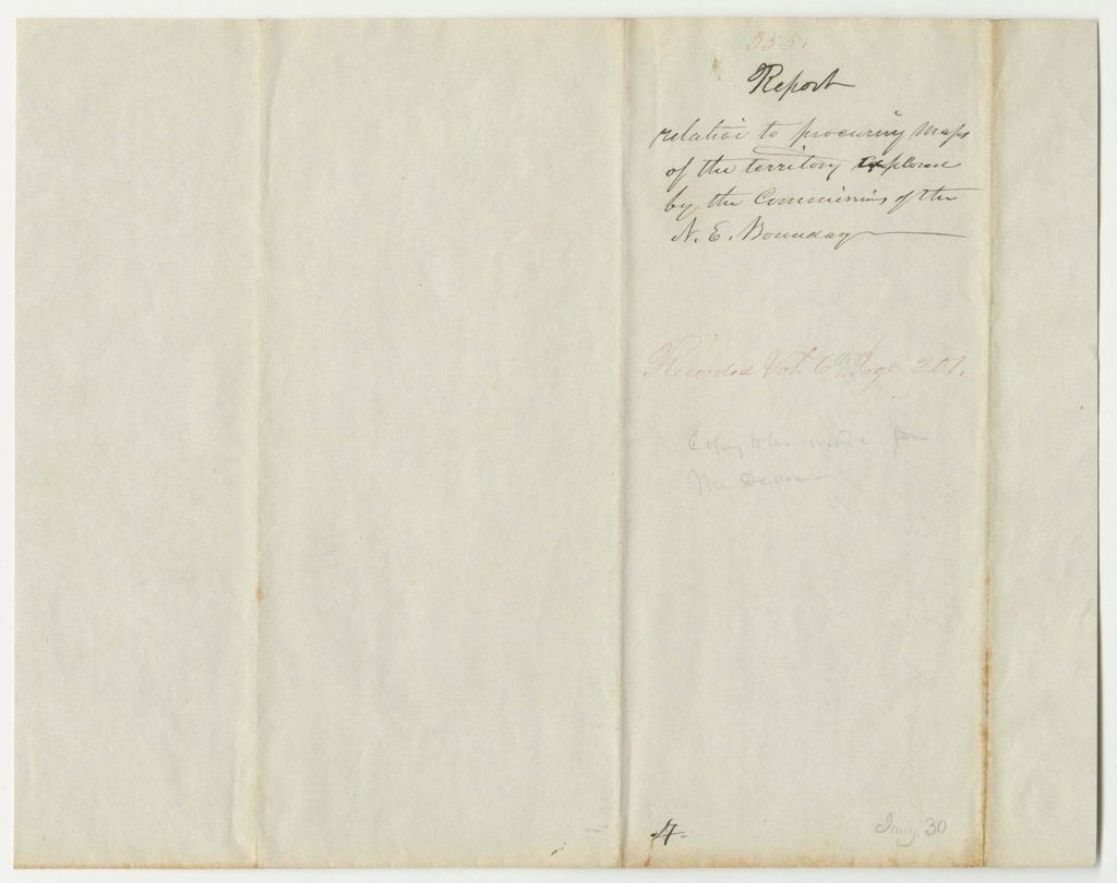 Miniature of Report 355: Report Relative to Procuring Maps of the Territory Explored by the Commissioners of the Northeast Boundary