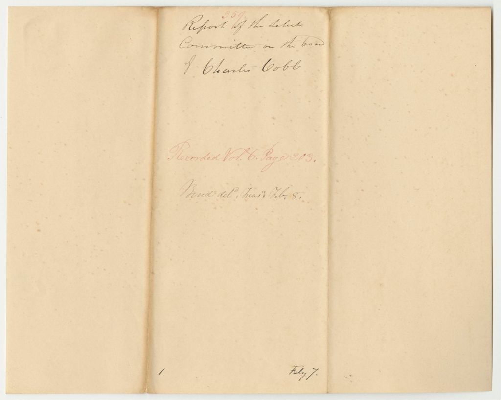 Miniature of Report 359: Report on the Bond of Charles Cobb, Clerk of the Judicial Courts in Cumberland County