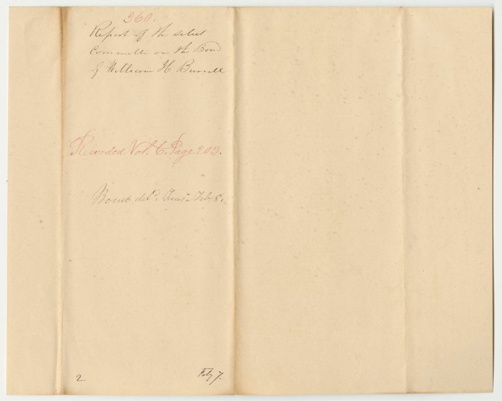 Miniature of Report 360: Report on the Bond of William H. Burrell, Clerk of the Judicial Courts of Waldo County