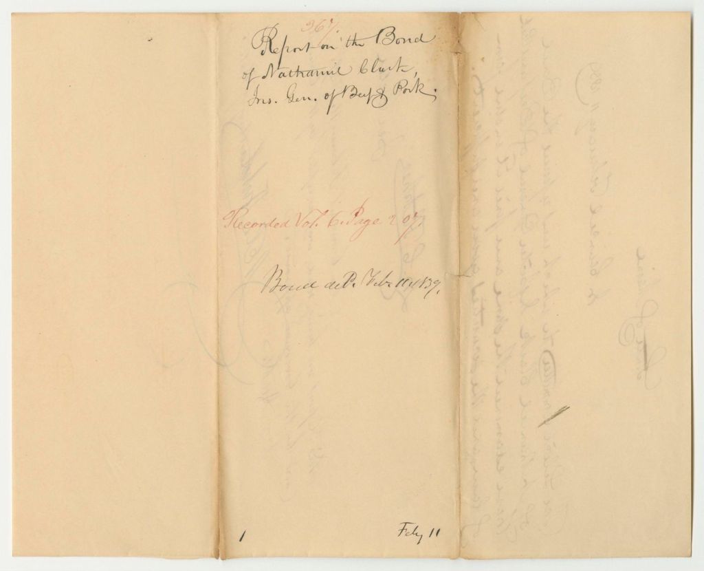 Miniature of Report 367: Report on the Bond of Nathaniel Clark, Inspector General of Beef and Pork