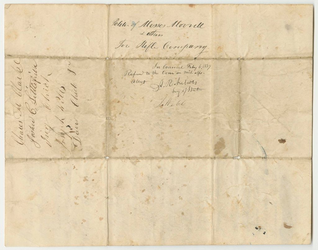Miniature of Petition of Moses Morril and Others for the Organization of a Rifle Company in Wells