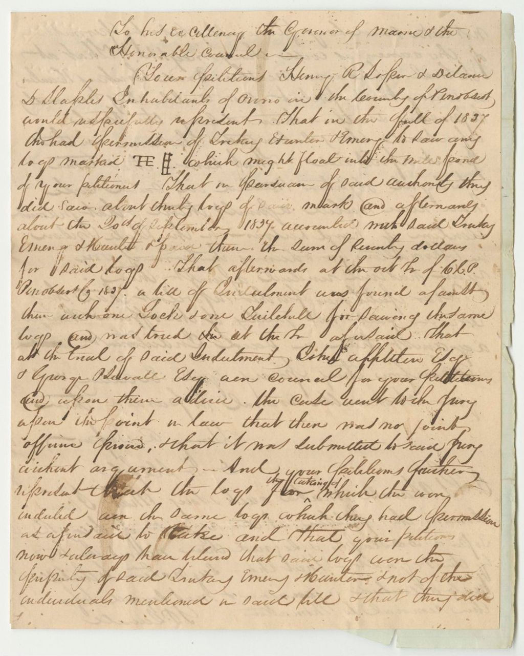 Miniature of Petition for the Pardons of Henry R. Soper and Delance D. Staples