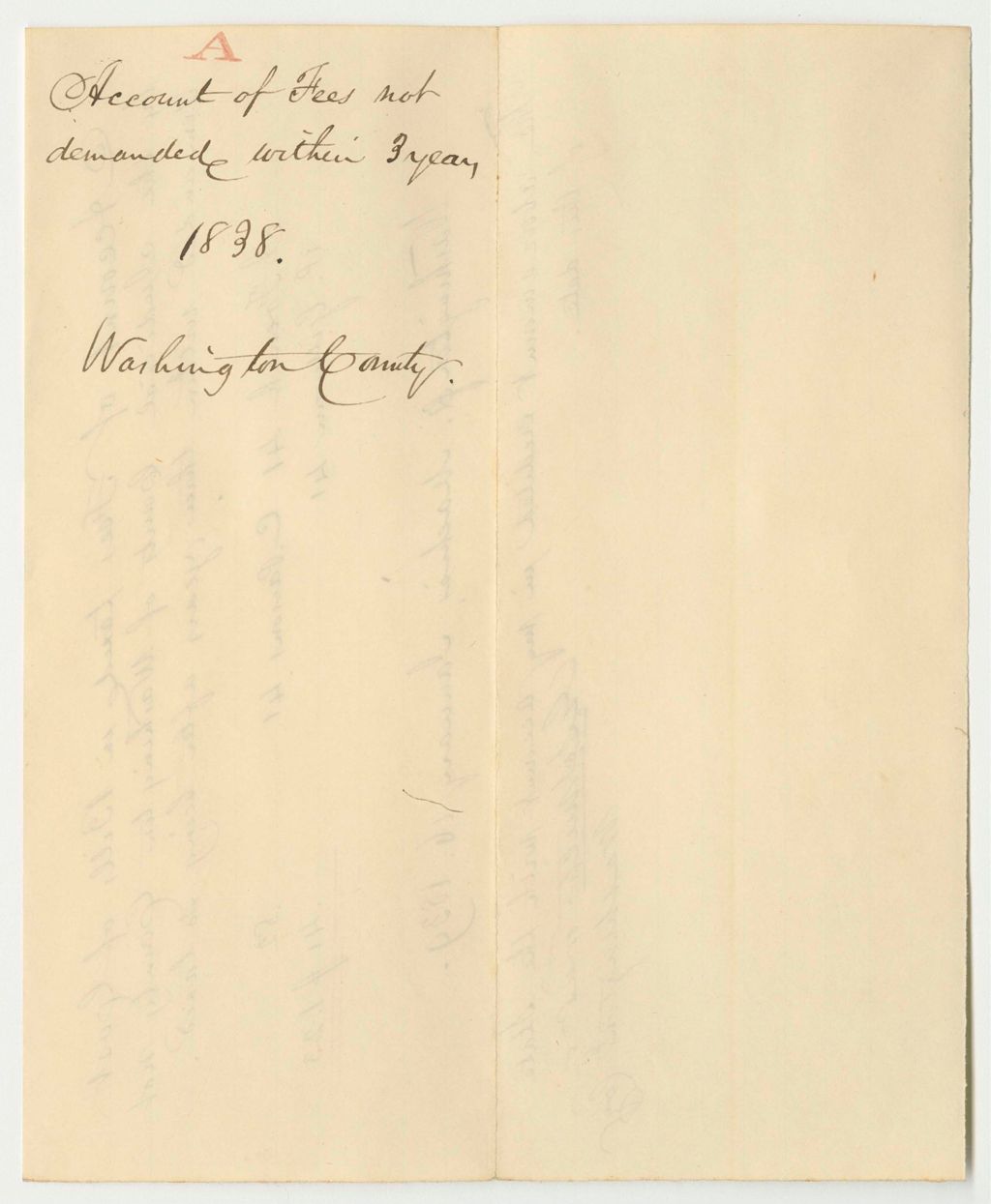 Miniature of Account of Fees Taxed in Bills of Costs at the Judicial Courts of Washington County Not Demanded Within Three Years