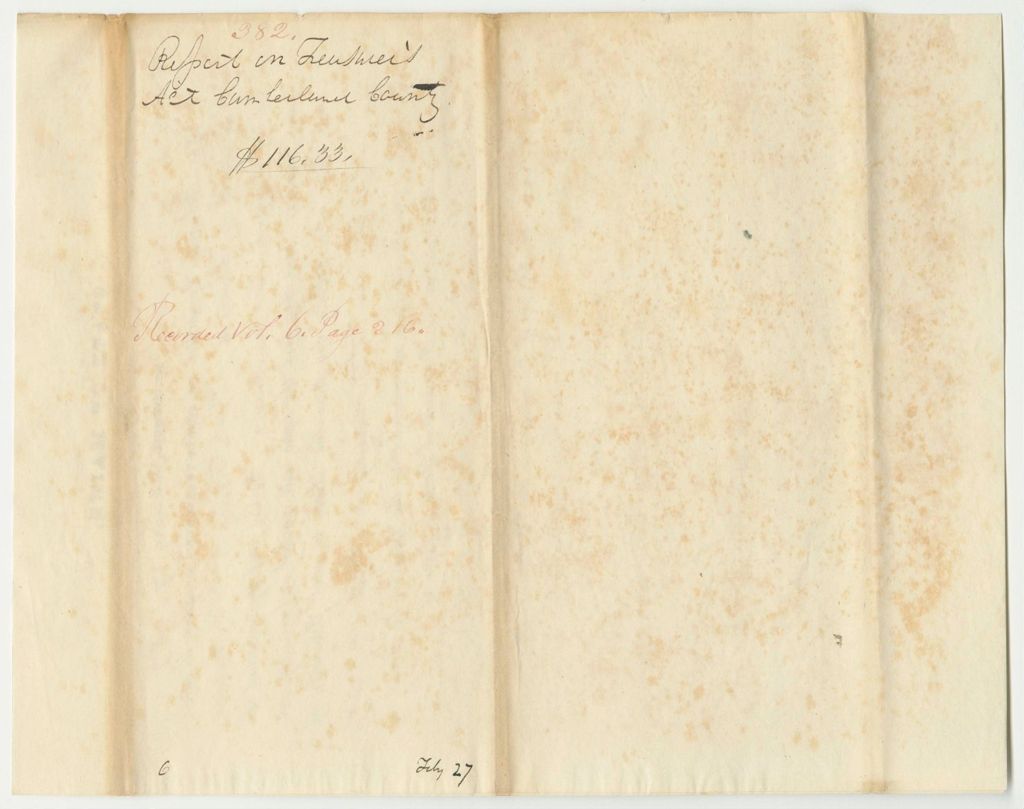 Miniature of Report 382: Warrant in Favor of Mark Harris, Cumberland County Treasurer