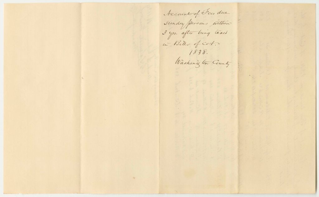 Miniature of Account of Fees Taxed in Bills of Cost by the Judicial Courts of Washington County, Remaining Due to Sundry Persons and Within Three Years After Being Taxed