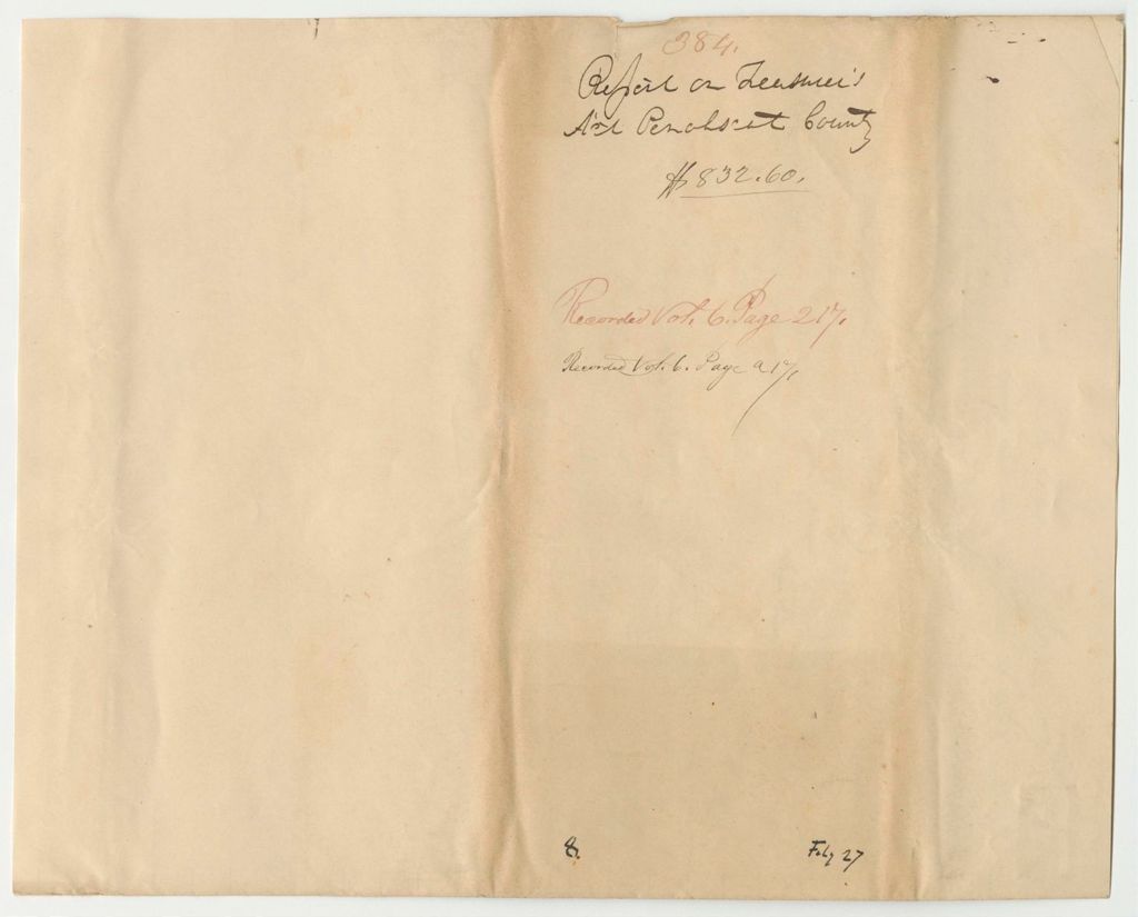 Miniature of Report 384: Warrant in Favor of Isaac C. Haynes, Penobscot County Treasurer