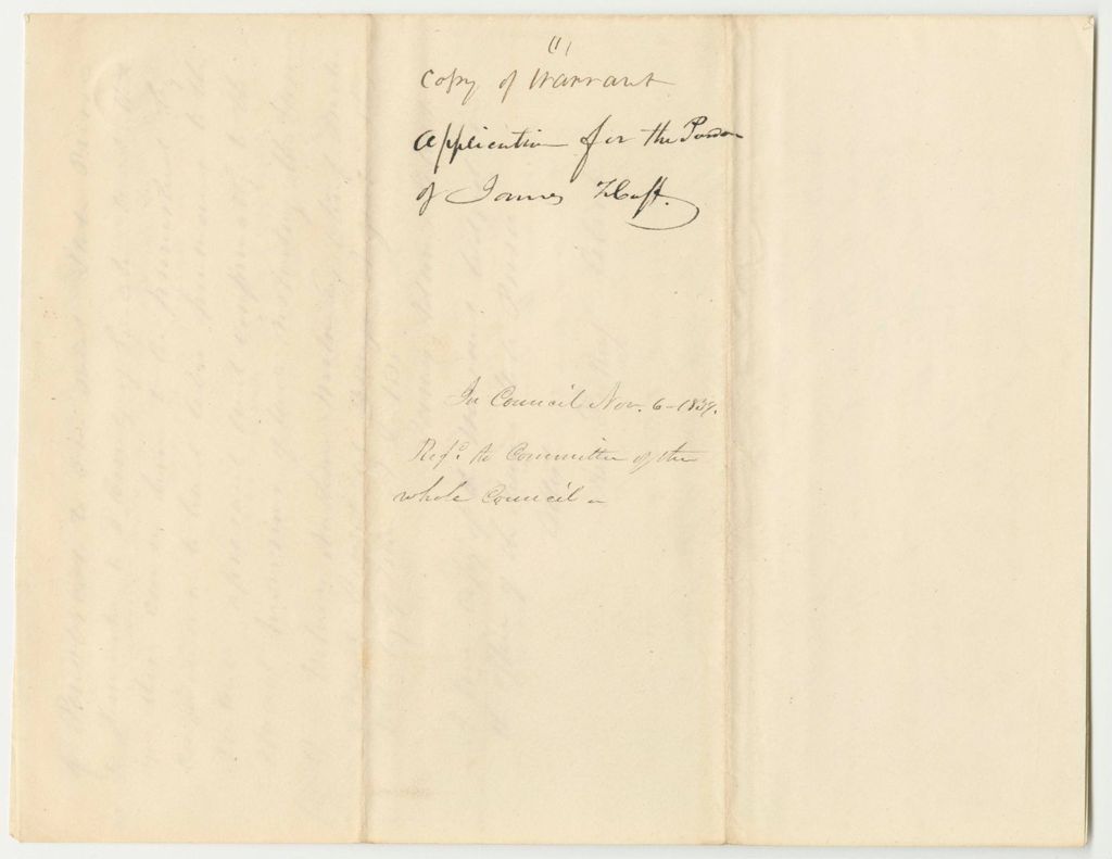 Miniature of State v. James Huff of Wilton, Copy of Warrant