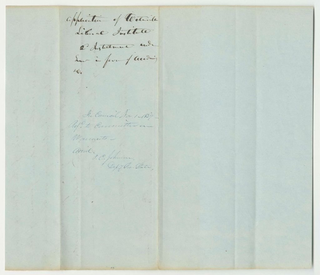 Miniature of Application of the Waterville Liberal Institute for an Allowance for the Year 1839