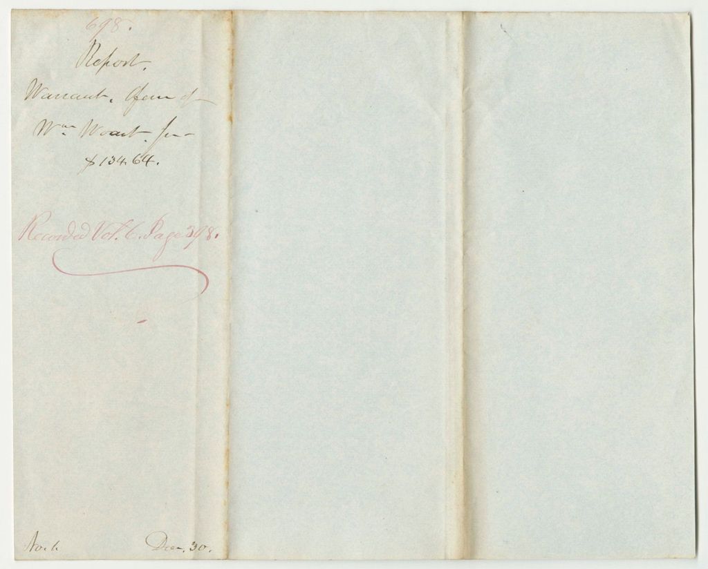 Miniature of Report 698: Warrants in Favor of William Woart Jr., Augusta Postmaster