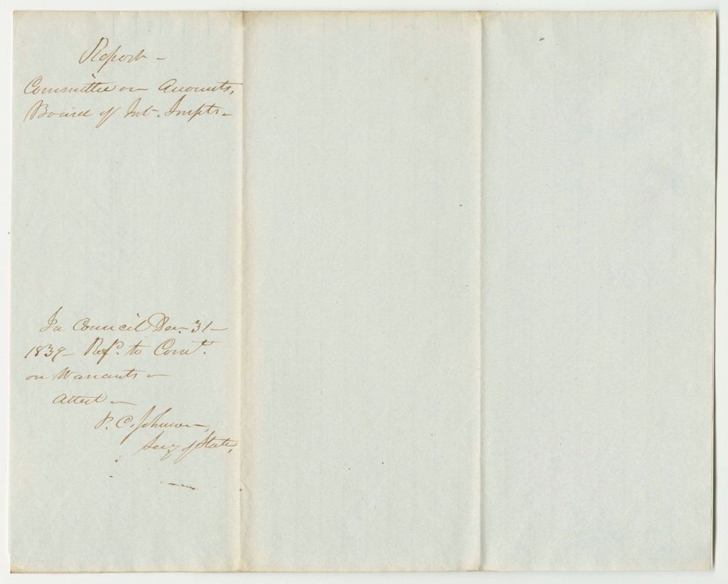 Miniature of Report on the Warrants in Favor of P.C. Johnson, Smith & Robinson, and Thomas White