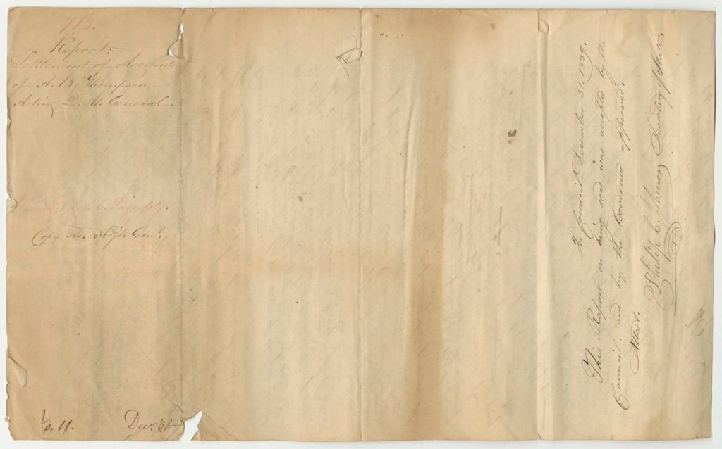 Miniature of Report 713: Report on the Settlement of Accounts of A.B.Thompson, Adjutant General