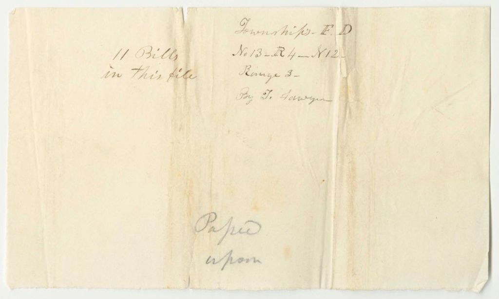 Miniature of Thomas Sawyer's Accounts for Surveying Townships F in the 2nd Range, D in the 1st Range, No. 13 in the 4th Range, and No. 12 in the 3rd Range