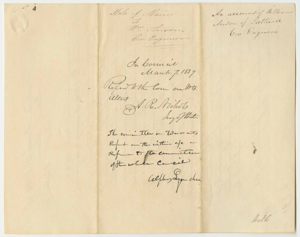 Miniature of Account of William Anson of Portland, Civil Engineer