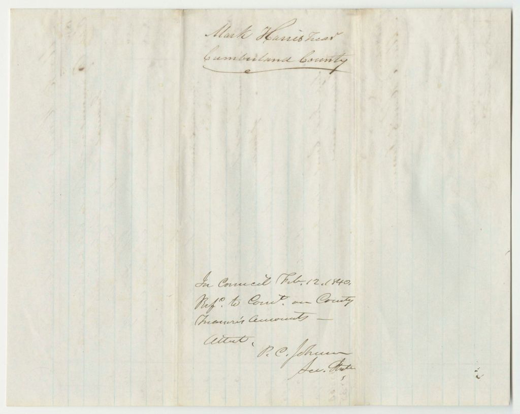 Miniature of Account of Mark Harris, Cumberland County Treasurer
