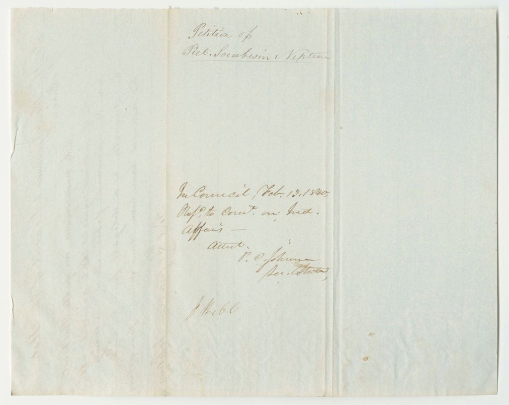 Miniature of Petition of Piel Socbasin Neptune Requesting Compensation for His Expenses as Delegate to the Legislature