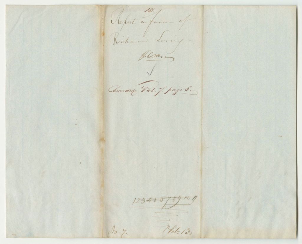 Miniature of Report 13: Report in Favor of Richmond Loring, Agent to Repair the Road from H.G.O. Barrows in Wilson to Moosehead Lake