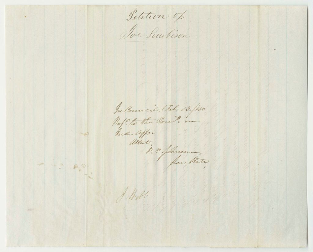 Miniature of Petition of Joe Socabison Requesting Compensation for Expenses Attending the Legislature