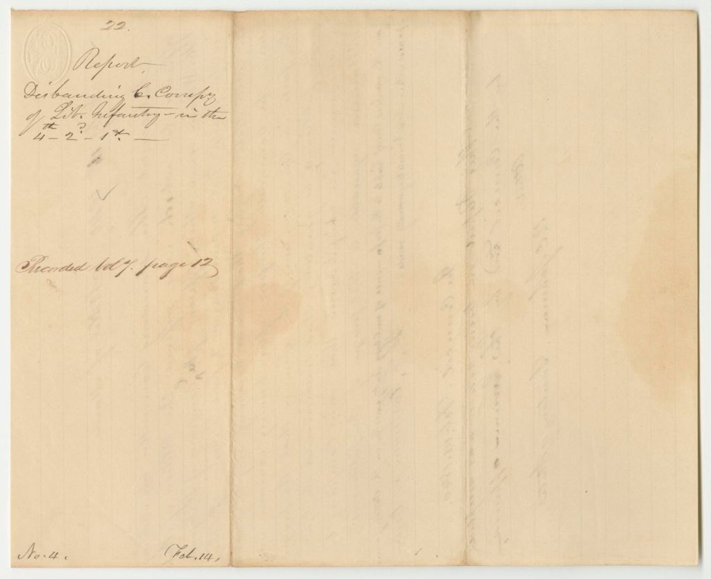 Miniature of Report 22: Report on the Petition of Mark H. Warren and Others for Disbanding the "C" Company of Light Infatry