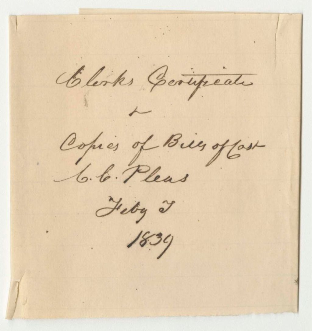 Miniature of Bills of Cost at the Court of Common Pleas in Washington County, February Term 1839