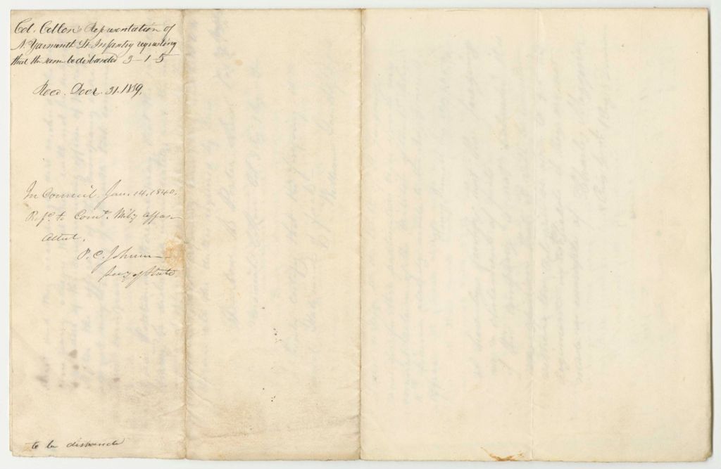 Miniature of Col. Colton's Representation of the North Yarmouth Light Infantry, Requesting That They Be Disbanded