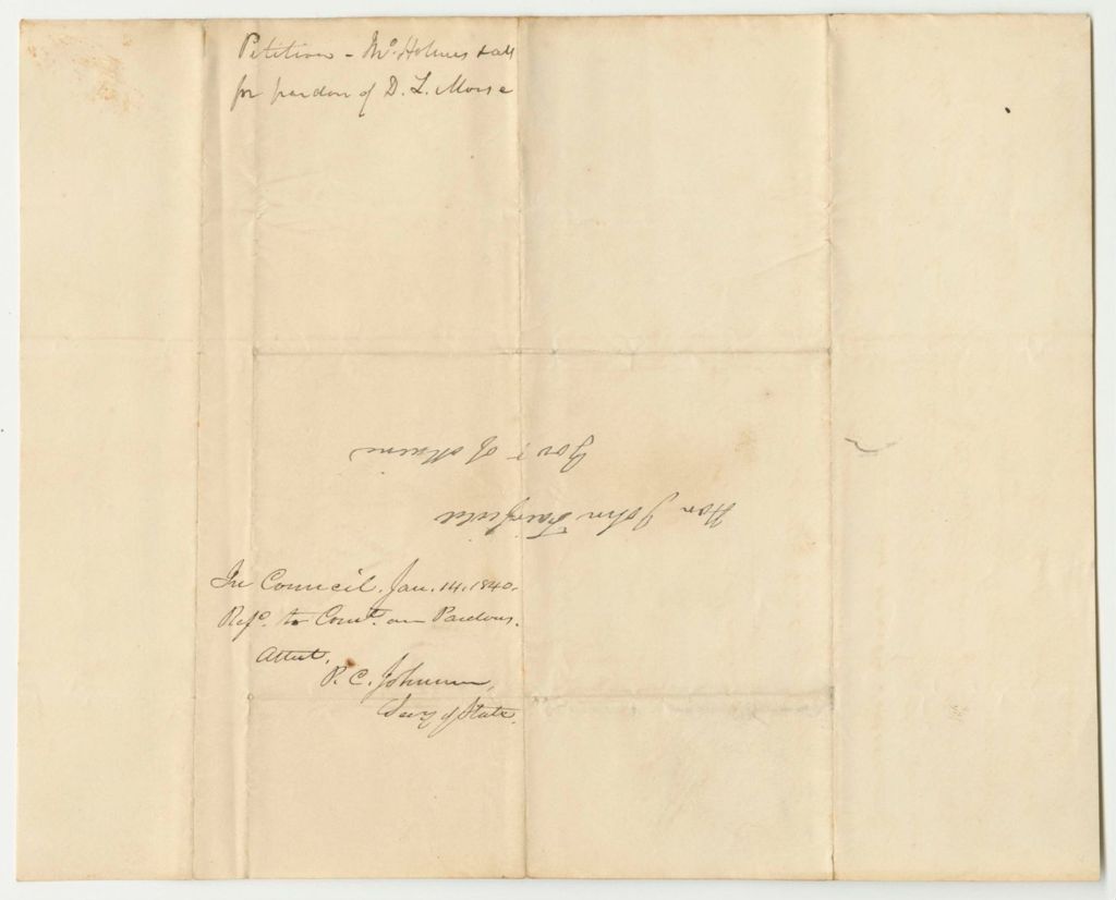 Miniature of Petition of J. Holmes and Others for the Pardon of David L. Morse