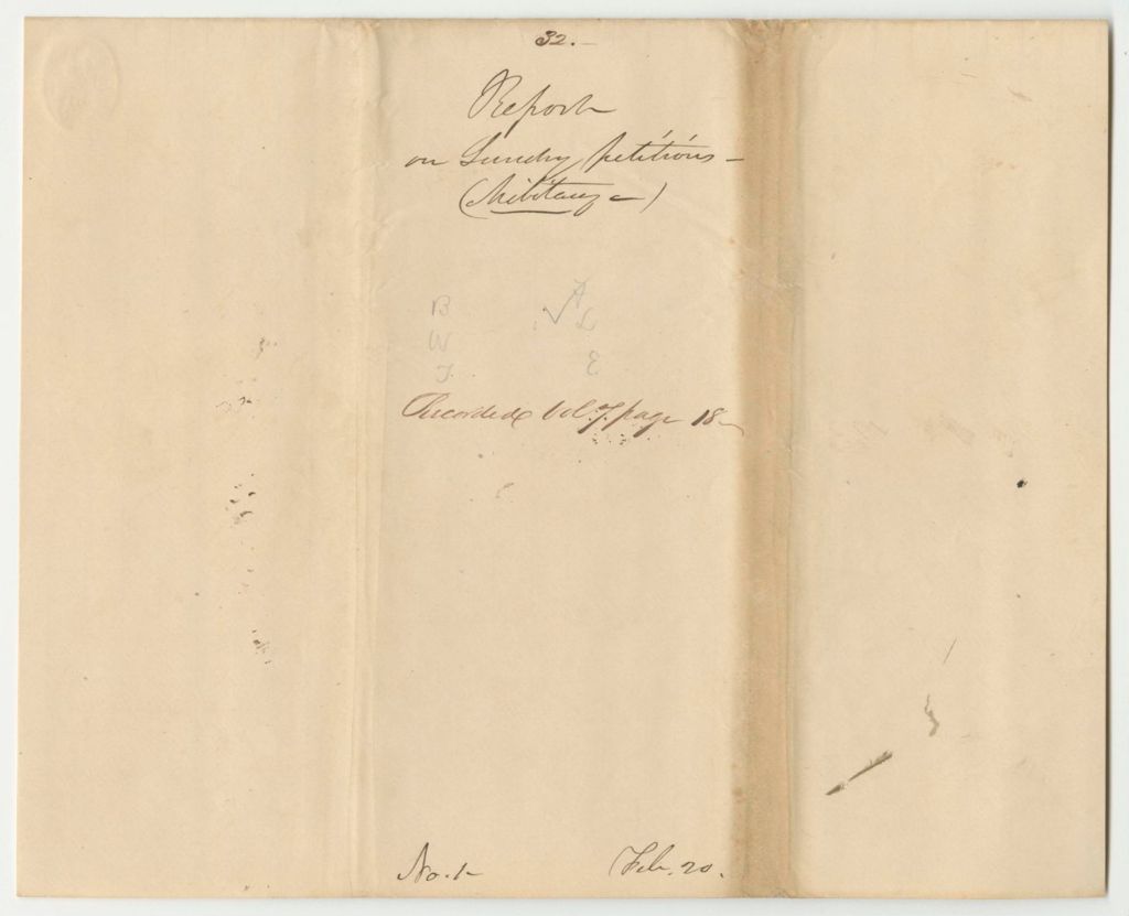 Miniature of Report 32: Report on Sundry Military Petitions, Giving Leave to Withdraw