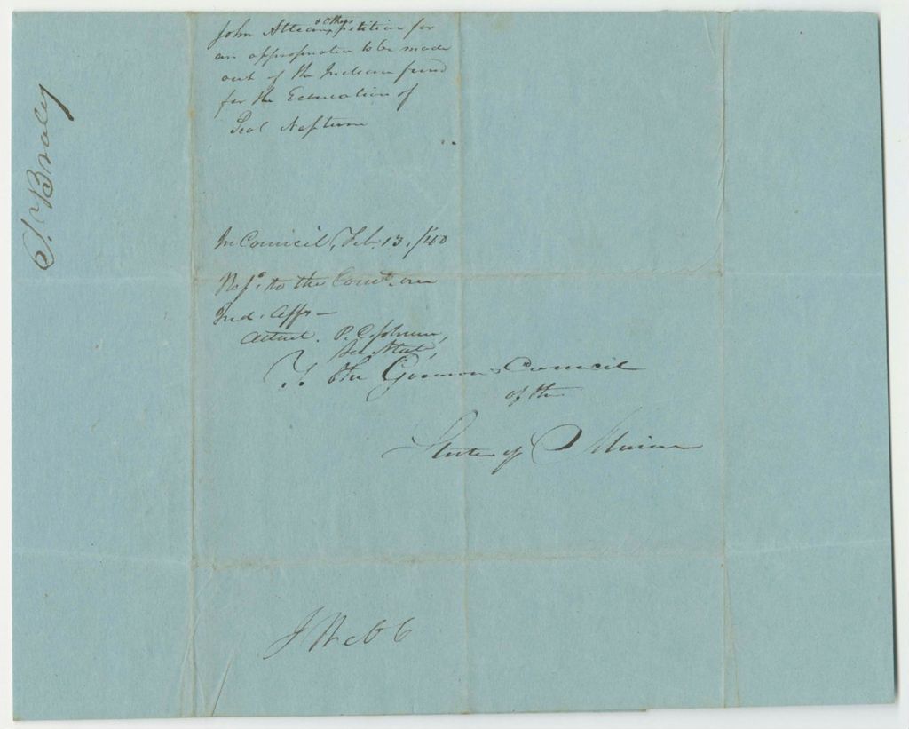 Miniature of Petition of John Attean and Others for the Education of Peol Neptune