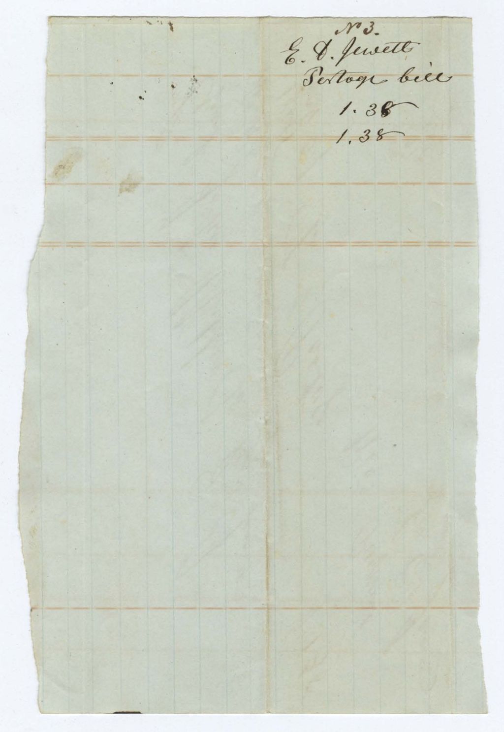 Miniature of Voucher 18: J. Webber Sub-Voucher 3: E. D. [Jewett?]