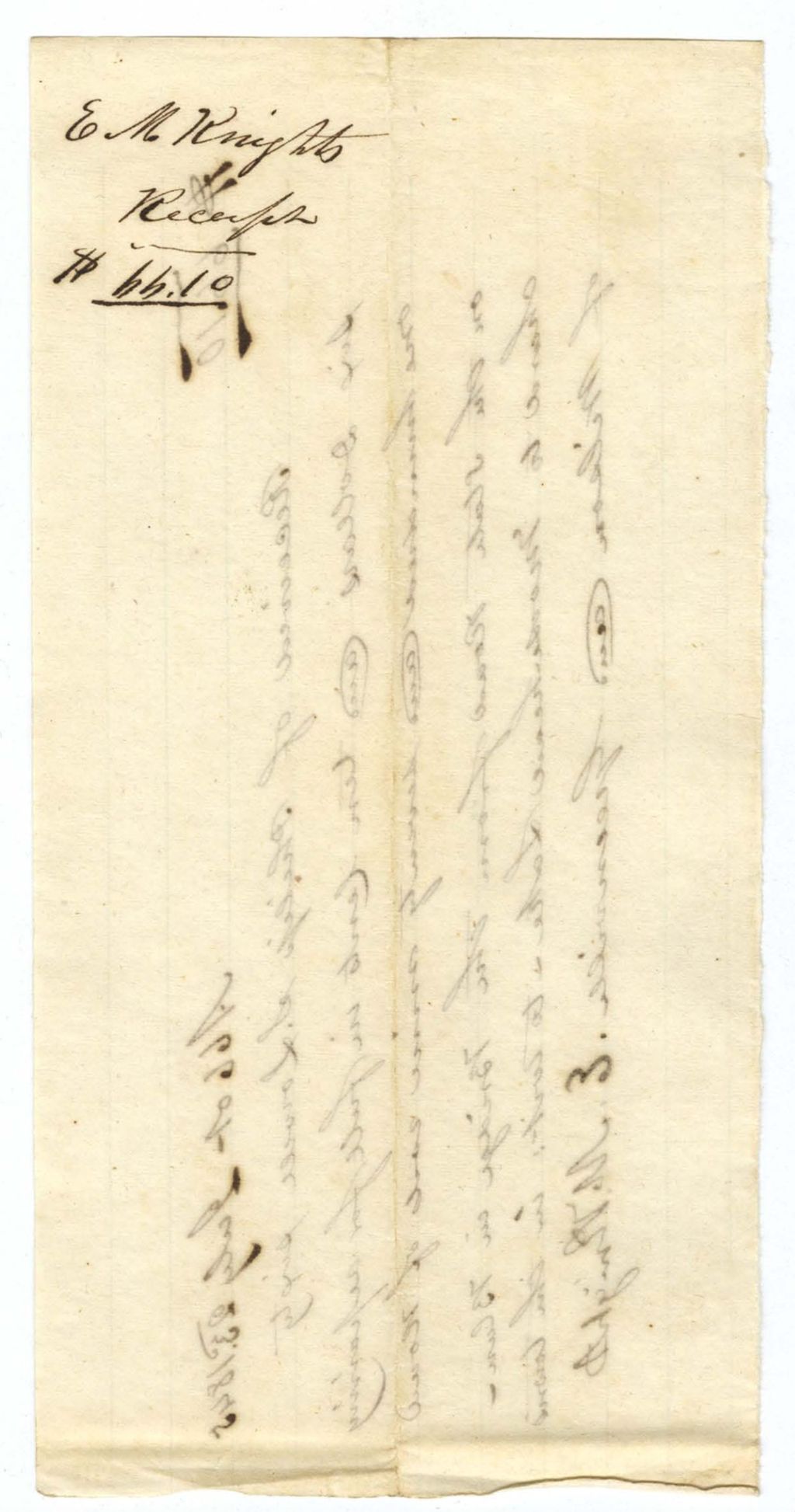 Miniature of Receipt, M. Knight