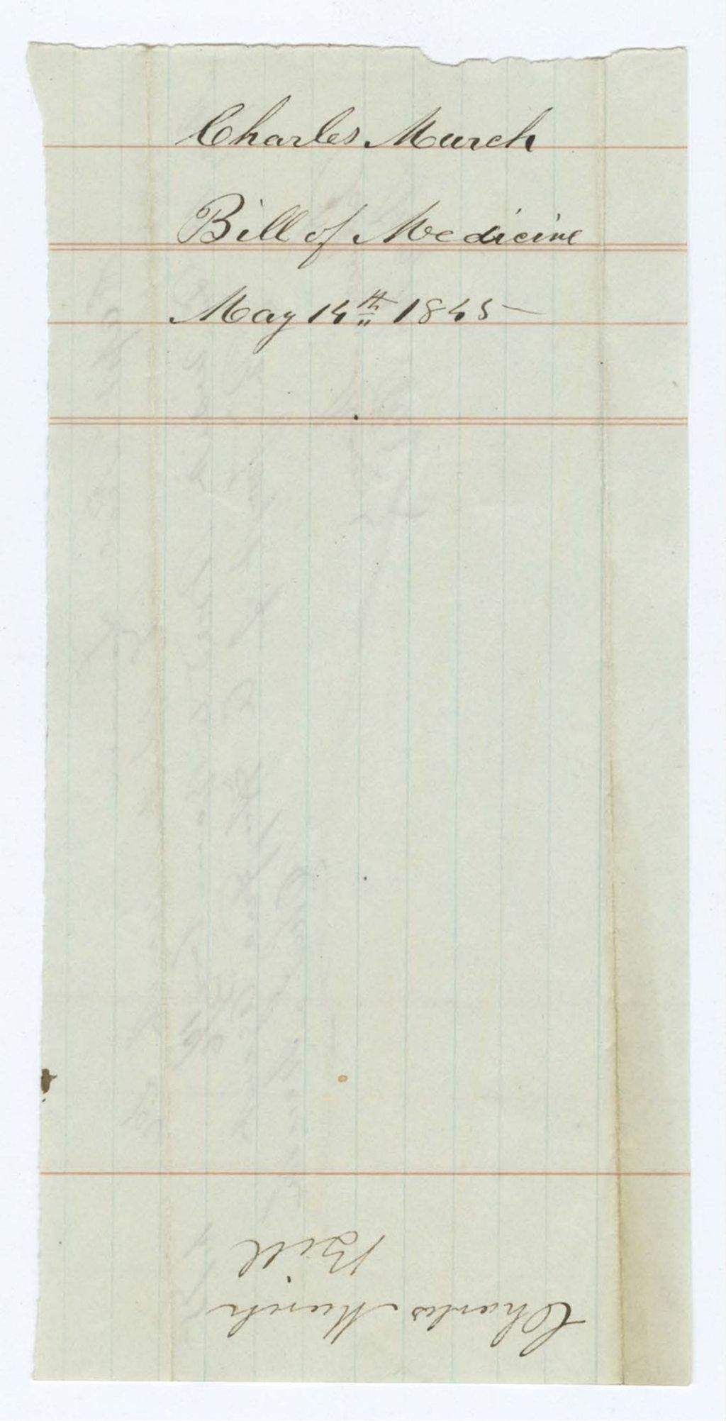 Miniature of Indian Fund (Page 12): Charles March, Bill of Medicine
