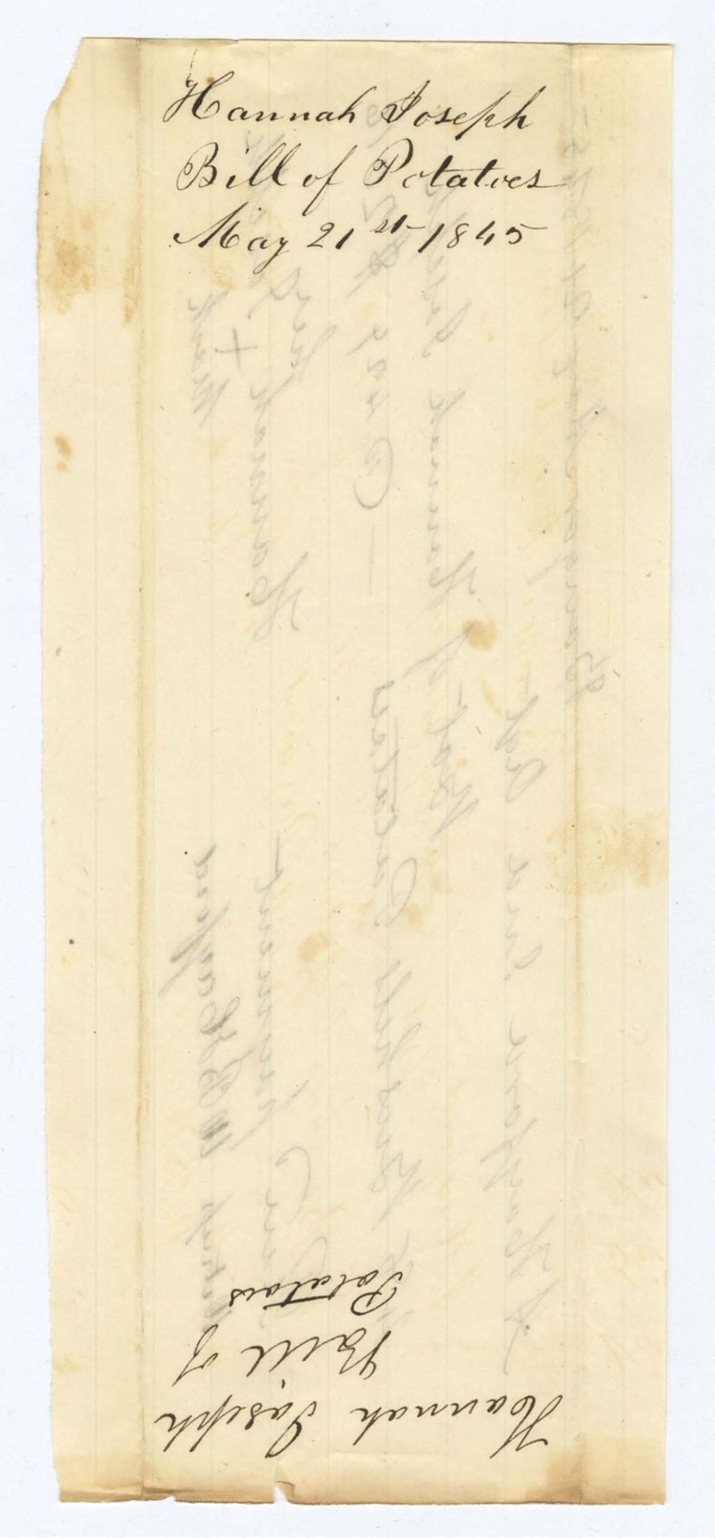 Miniature of Indian Fund (Page 13): Hannah Joseph, Bill of Potatoes