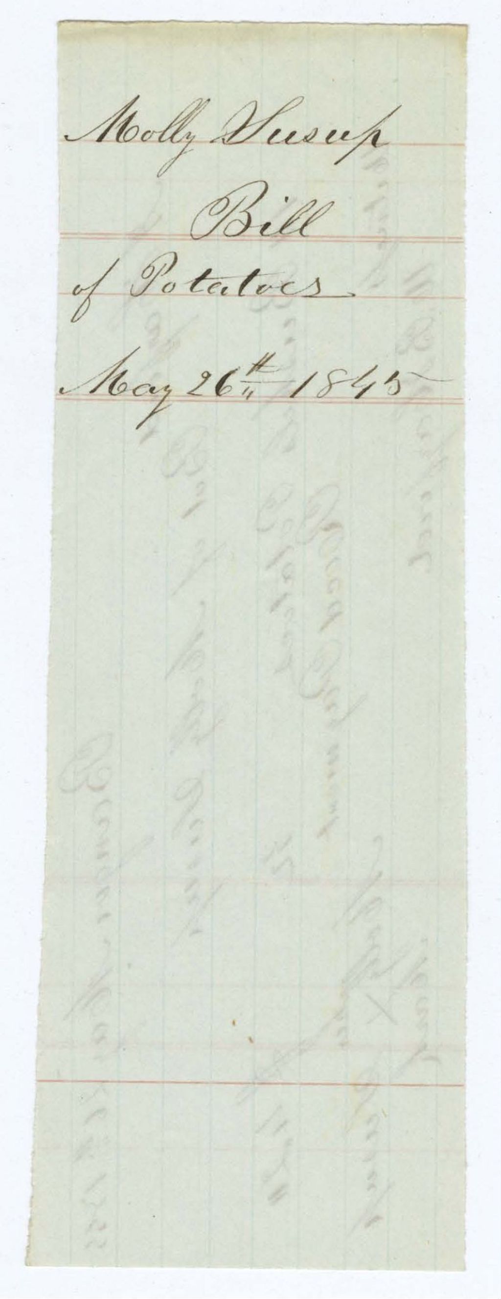 Miniature of Indian Fund (Page 13): Molly Susup, Bill of Potatoes