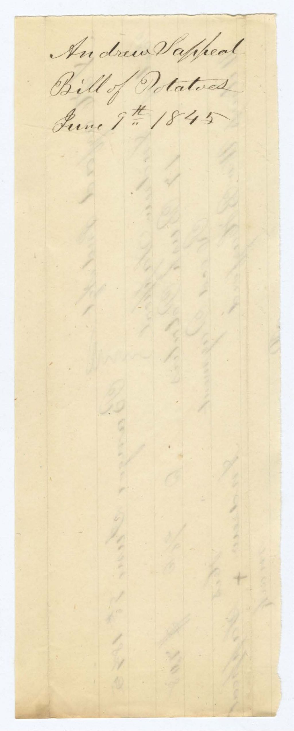 Miniature of Indian Fund (Page 14): Andrew Sapheal, Bill of Potatoes