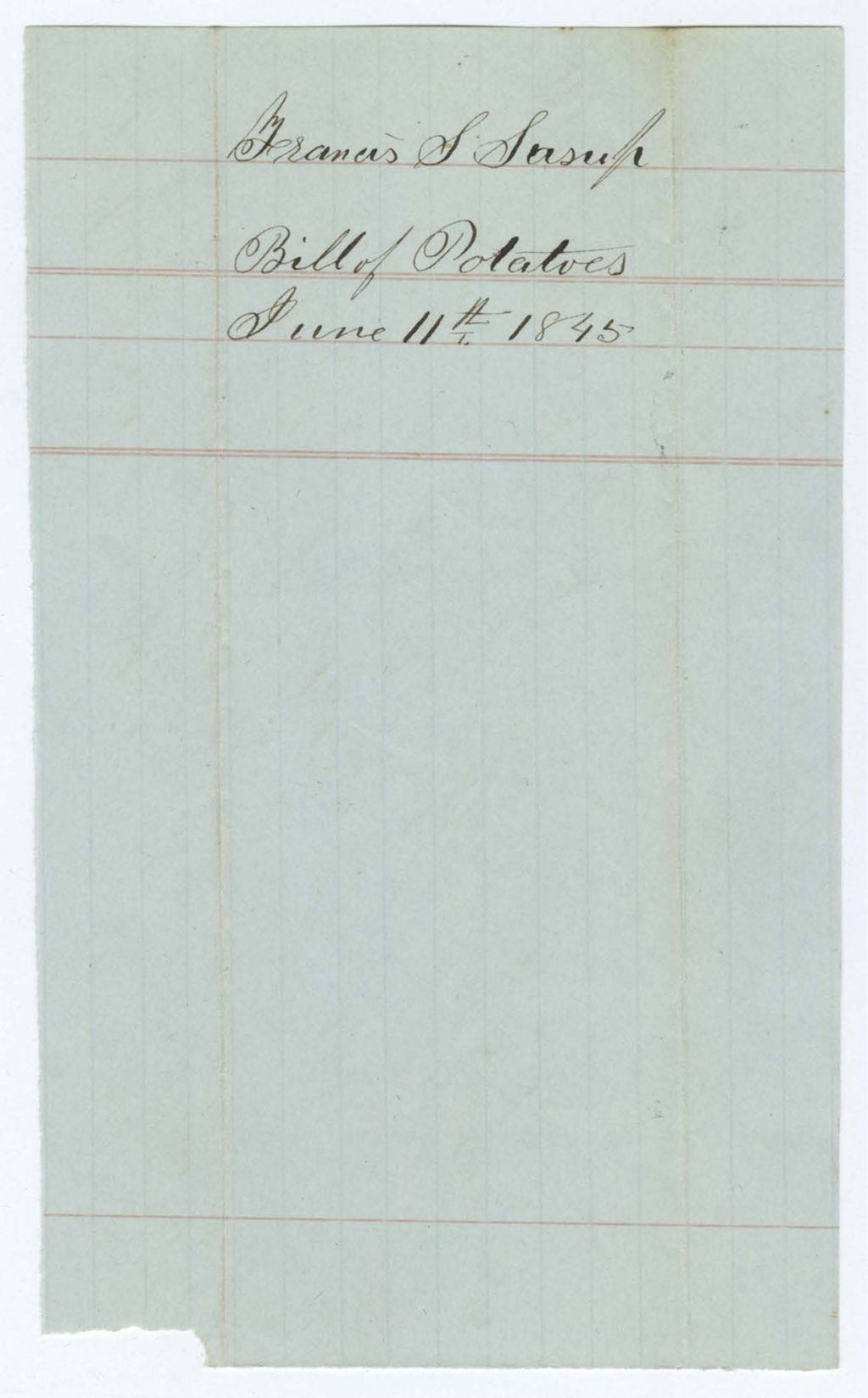 Miniature of Indian Fund (Page 14): Francis S. Susup, Bill of Potatoes