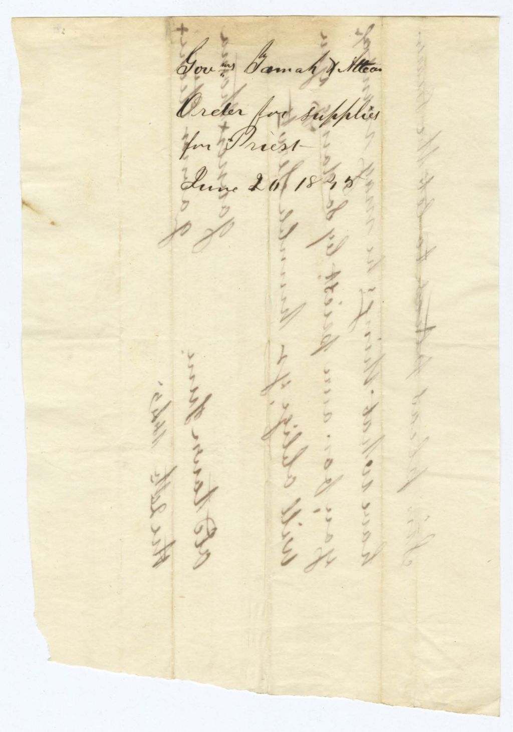 Miniature of Indian Fund (Page 15): Gov. Tomah Atteon, Order for Supplies for Priest