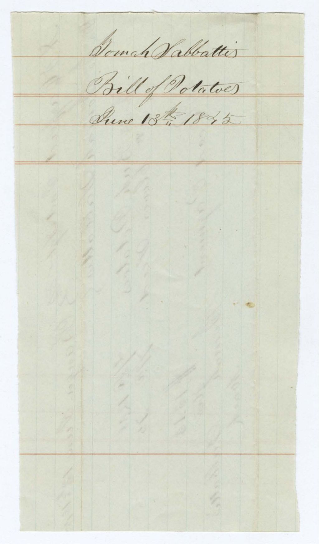 Miniature of Indian Fund (Page 15): Tomah Sabbattis, Bill of Potatoes
