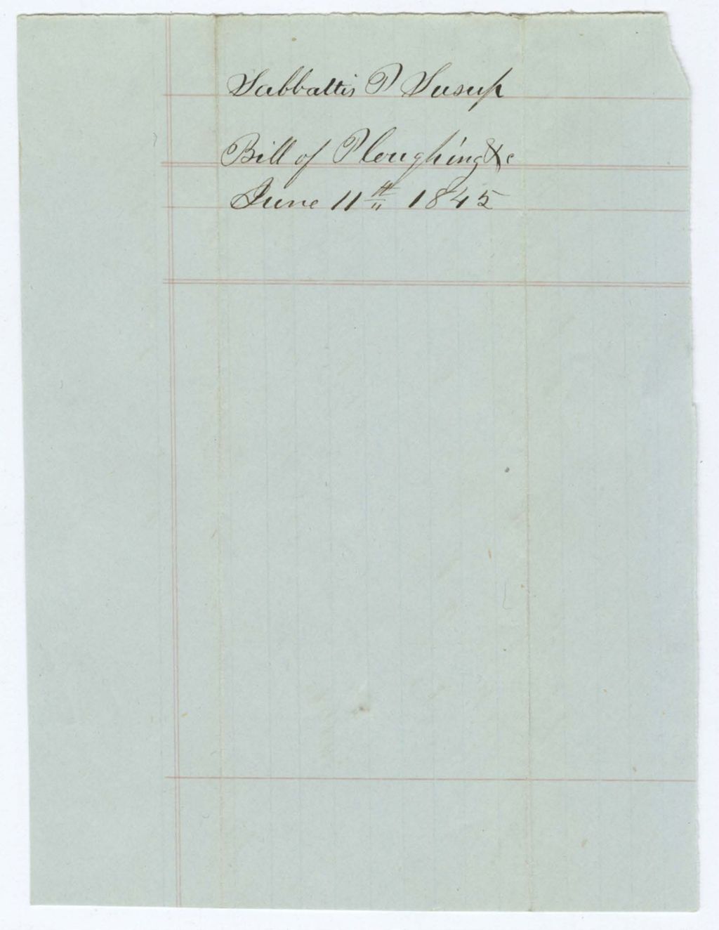 Miniature of Indian Fund (Page 14): Sabbattis P. Susup, Bill of Ploughing