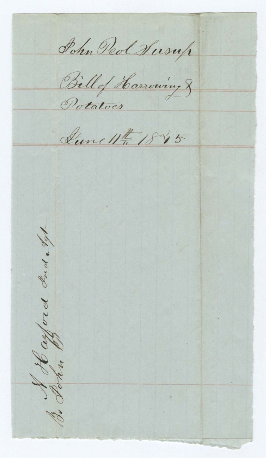 Miniature of Indian Fund (Page 14): John Peol Susup, Bill of Harrowing and Potatoes