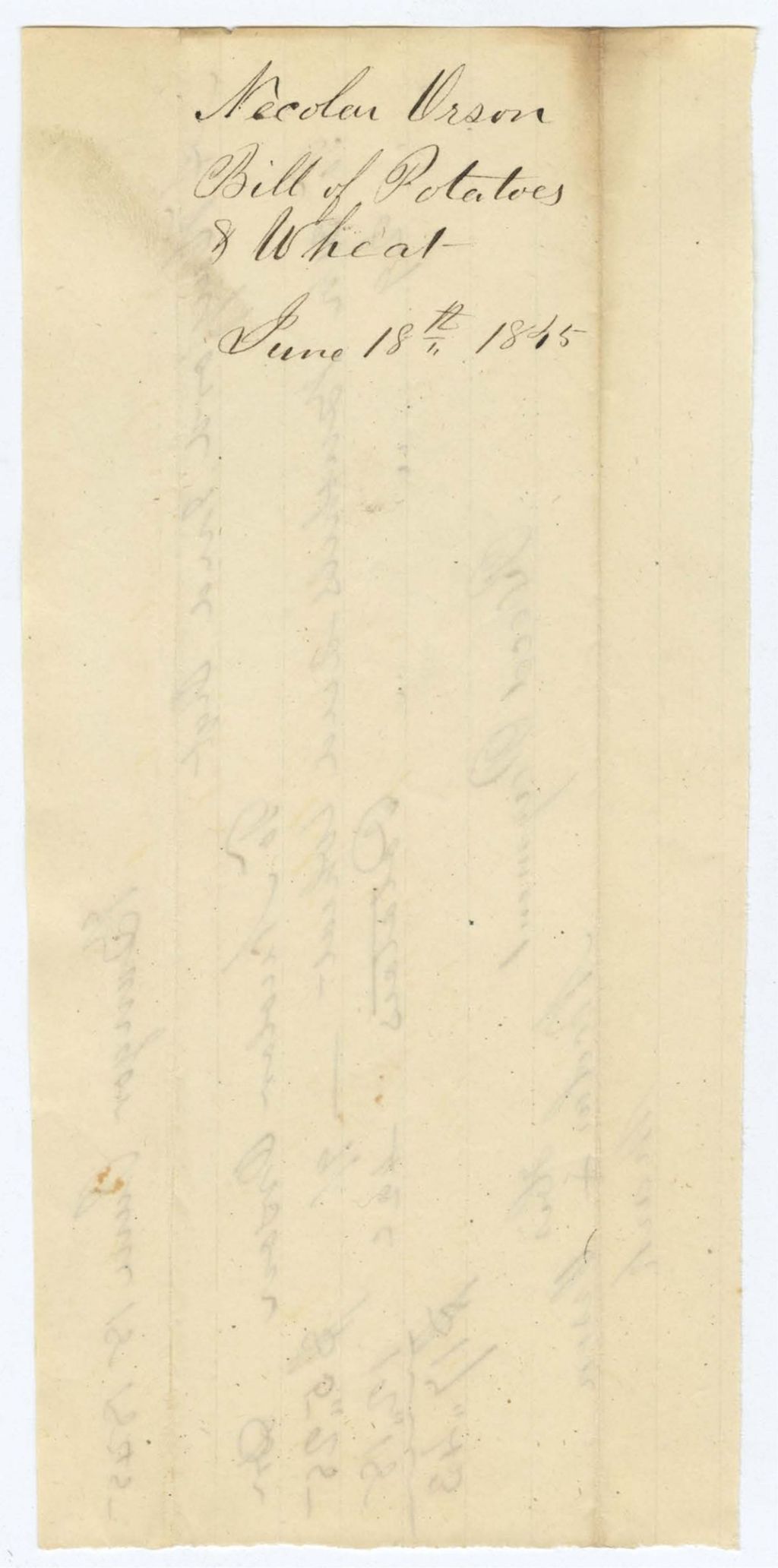 Miniature of Indian Fund (Page 15): Necolar Orson, Bill of Potatoes and Wheat