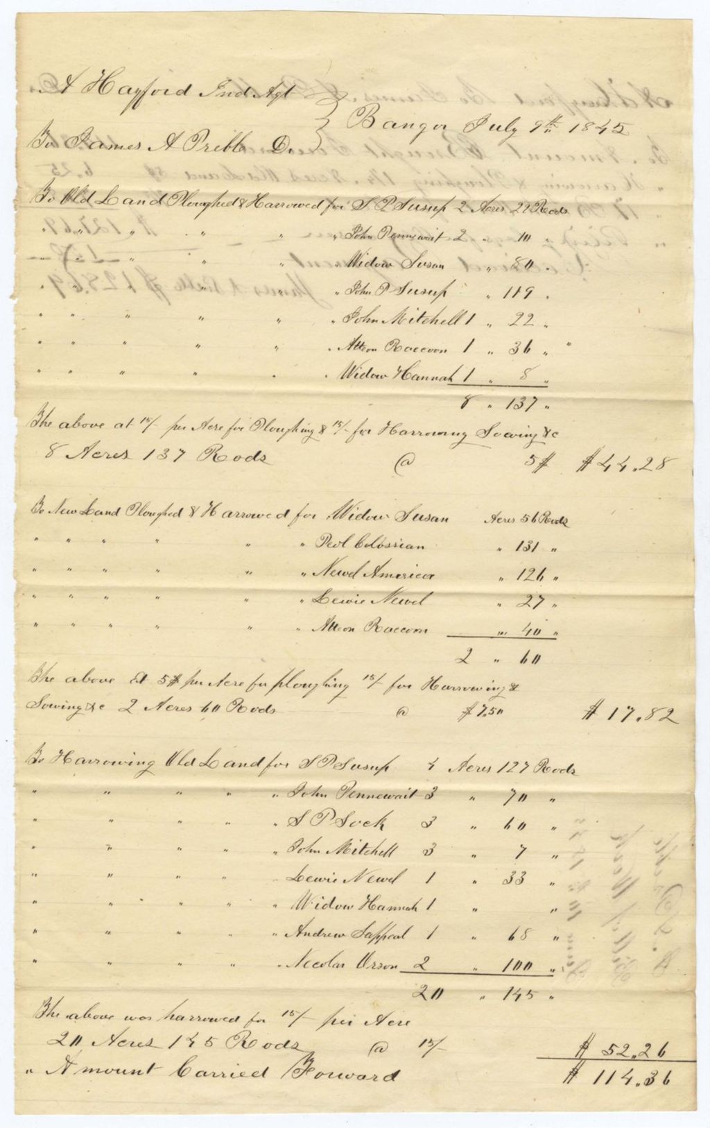 Miniature of Indian Fund (Page 17): J. A. Preble, Bill of Work