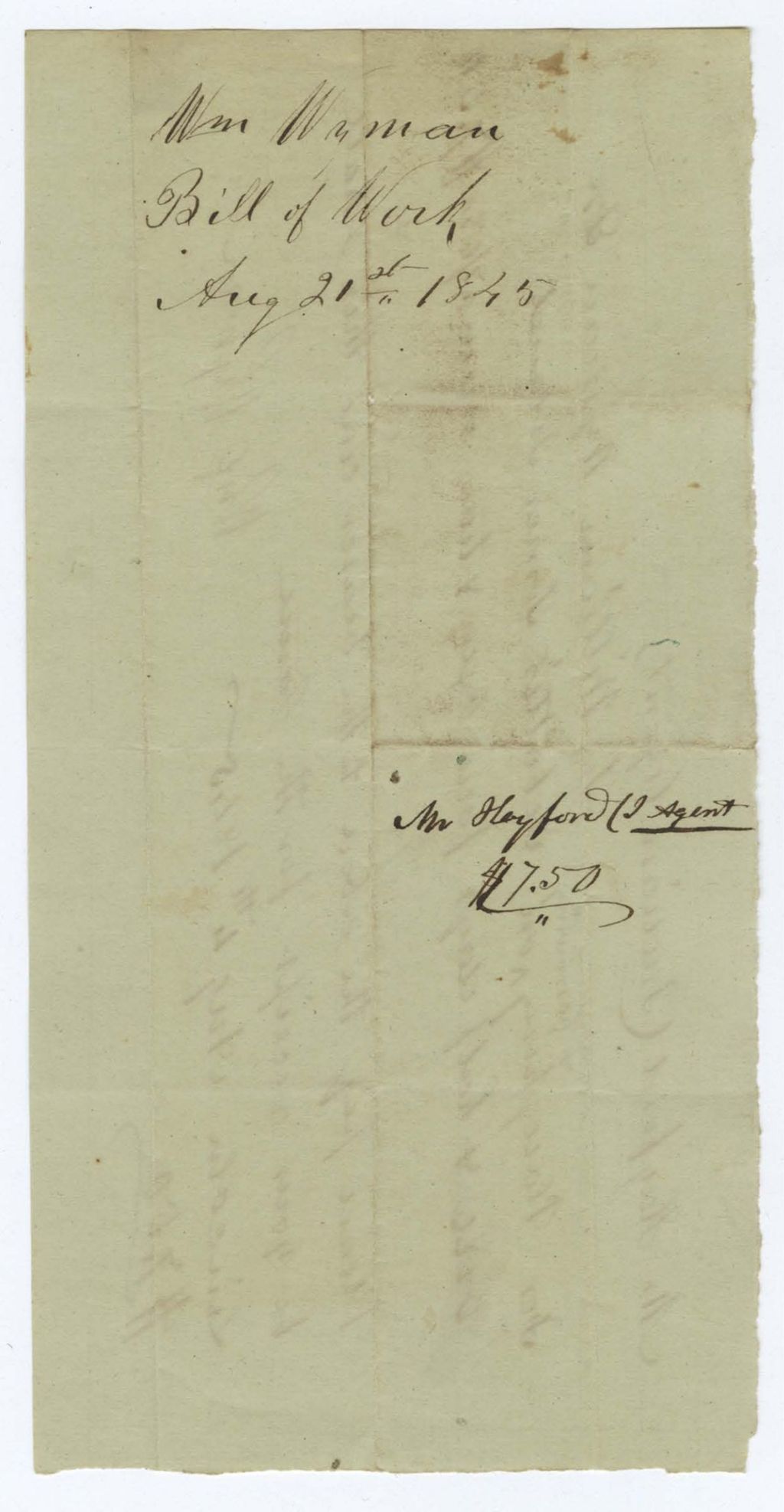 Miniature of Indian Fund (Page 20): William Wyman, Bill of Work