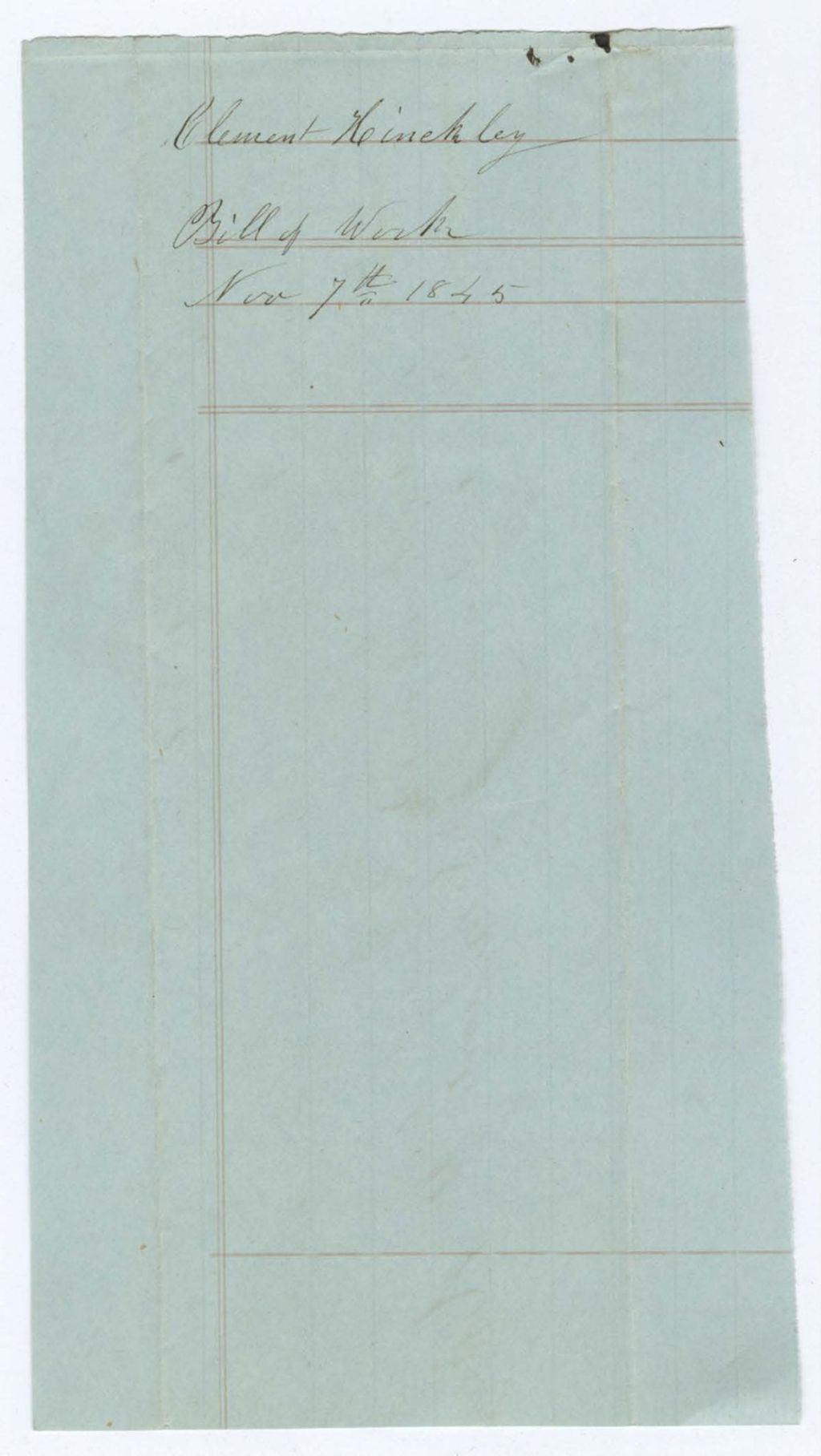Miniature of Indian Fund (Page 28): Clement Hinckley, Bill of Work
