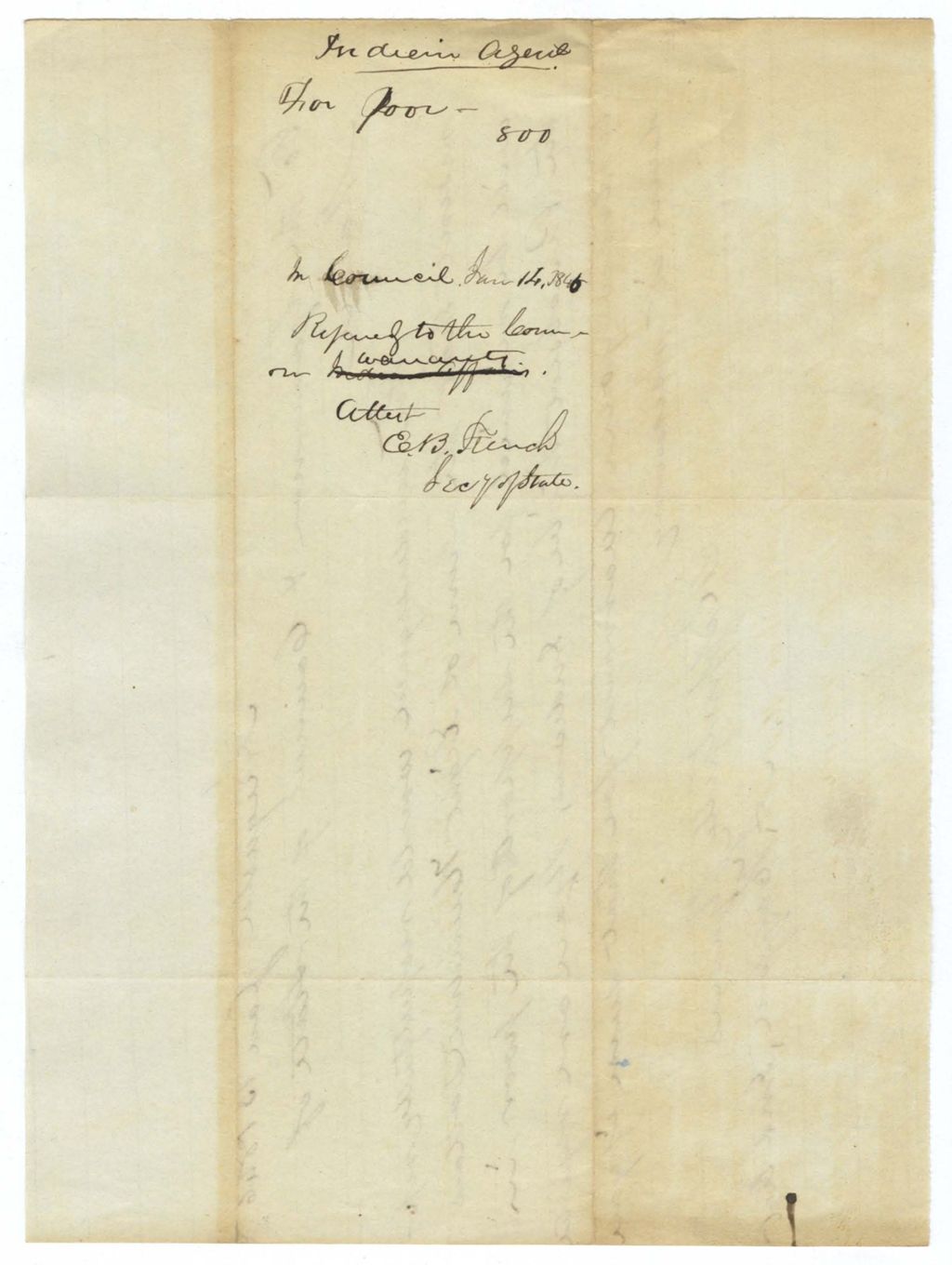 Miniature of Arvida Hayford, request for appropriation of funds in support of the poor in the Penobscot Tribe