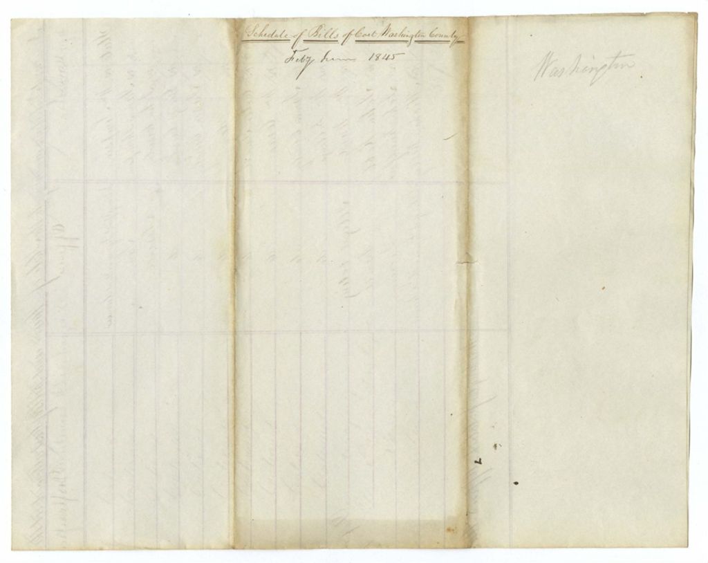 Miniature of Schedule of Bills of Cost, Washington County, February Term