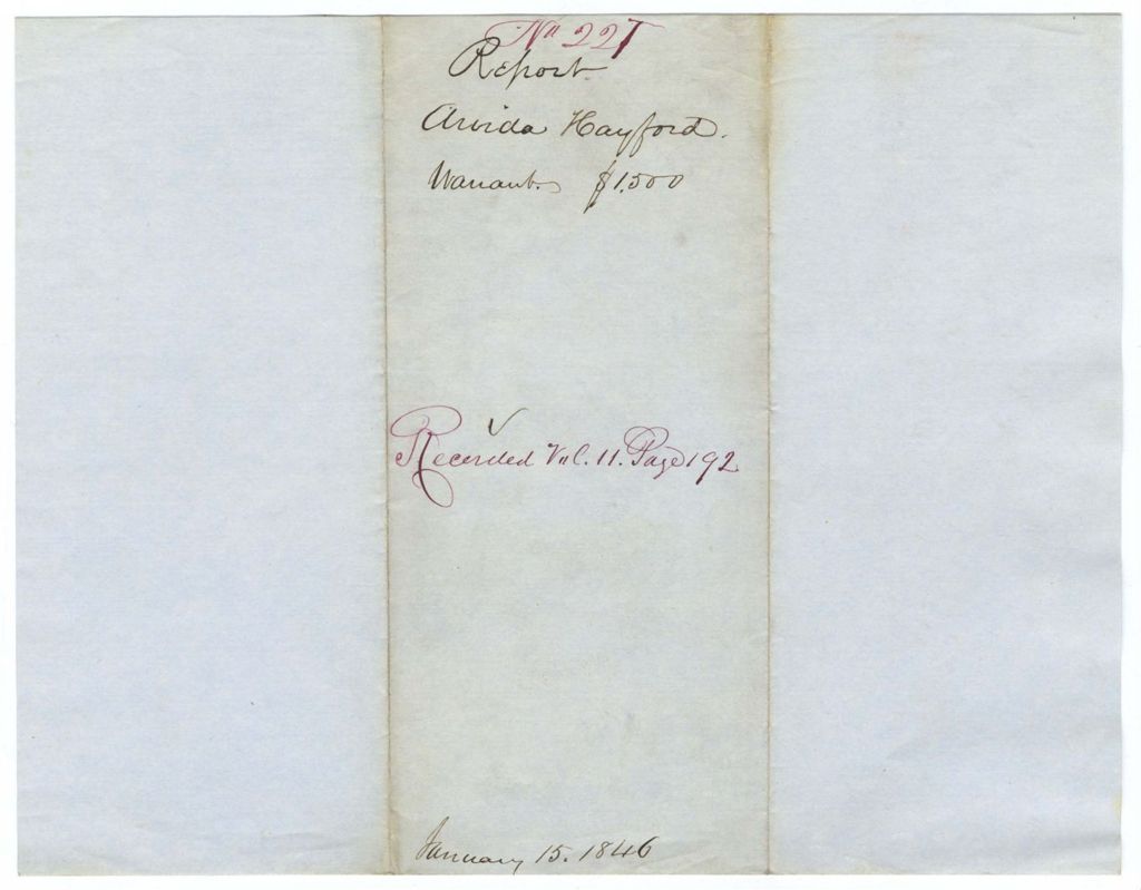 Miniature of Report 227: Report on the warrant in favor of Arvida Hayford, Agent of the Penobscot Tribe of Indians