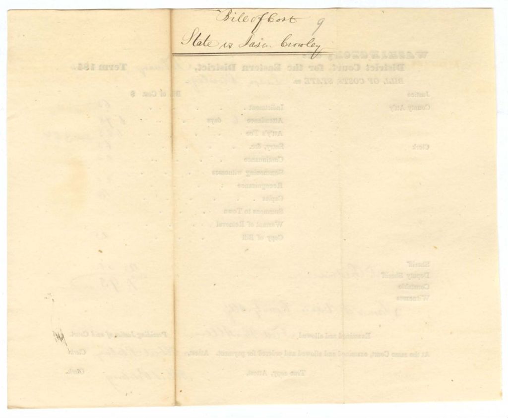 Miniature of February Term - Bill of Cost No. 9: State v. Jason Crowley